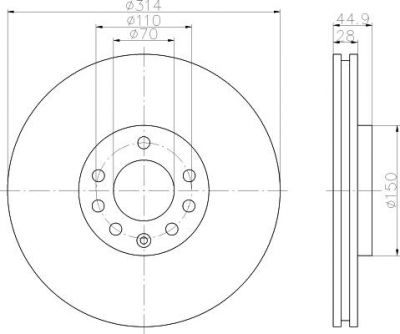 Hella 8DD 355 127-851 тормозной диск на SAAB 9-3 кабрио (YS3F)