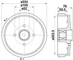 Hella 8DT 355 300-671 тормозной барабан на RENAULT CLIO II (BB0/1/2_, CB0/1/2_)