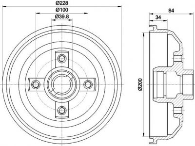 Hella 8DT 355 301-161 тормозной барабан на OPEL CORSA B (73_, 78_, 79_)