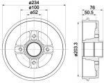 Hella 8DT 355 301-401 тормозной барабан на RENAULT CLIO II (BB0/1/2_, CB0/1/2_)