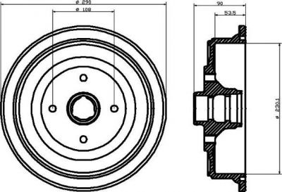 Hella 8DT 355 301-521 тормозной барабан на AUDI 100 Avant (44, 44Q, C3)