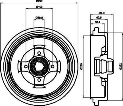 Hella 8DT 355 301-711 тормозной барабан на VW PASSAT Variant (3A5, 35I)