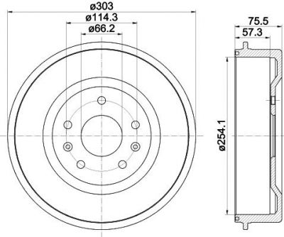 Hella 8DT 355 301-731 тормозной барабан на LAND ROVER FREELANDER Soft Top (LN_)