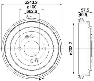 Hella 8DT 355 301-881 тормозной барабан на HYUNDAI i20 (GB)