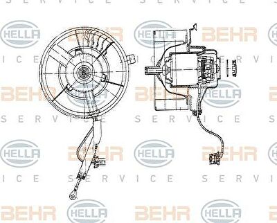 HELLA Электровентилятор салона VAG Polo/Caddy 1.0-2.0L ->01/04 (6N1819021, 8EW009158-111)