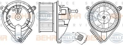 HELLA Мотор отопителя MERCEDES-BENZ SPRINTER без конд. (0008352285, 8EW351304-021)
