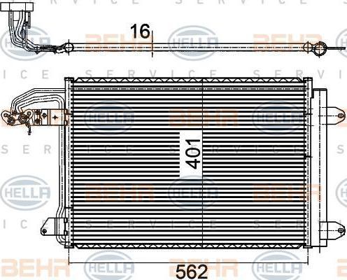 Hella 8FC 351 301-044 конденсатор, кондиционер на SKODA OCTAVIA (1Z3)