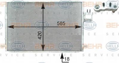 Hella 8FC 351 303-001 конденсатор, кондиционер на KIA CARENS II (FJ)