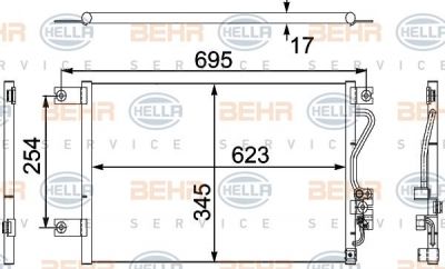 Hella 8FC 351 304-211 конденсатор, кондиционер на MITSUBISHI PAJERO SPORT (K90)