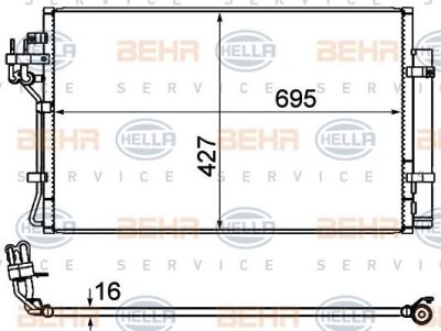 Hella 8FC 351 344-644 конденсатор, кондиционер на HYUNDAI GENESIS купе