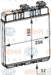 HELLA Радиатор отопления салона OPEL Astra G 1,6-2,2L 98-05 (161x181x35mm) (1618142, 8FH351311-141)