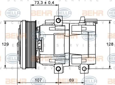 Hella 8FK 351 113-381 компрессор, кондиционер на FORD TRANSIT фургон (FA_ _)