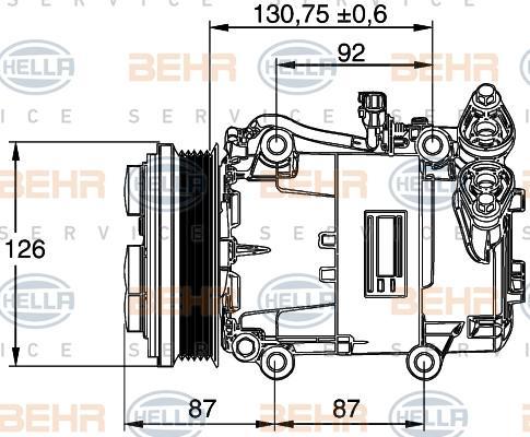 Hella 8FK 351 113-451 компрессор, кондиционер на FORD FOCUS II седан (DA_)
