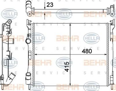 Hella 8MK 376 700-381 радиатор, охлаждение двигателя на RENAULT CLIO II (BB0/1/2_, CB0/1/2_)