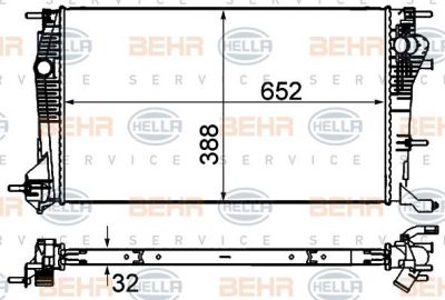 Hella 8MK 376 700-424 радиатор, охлаждение двигателя на RENAULT MEGANE III Наклонная задняя часть (BZ0_)