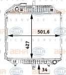 Hella 8MK 376 706-201 радиатор, охлаждение двигателя на MERCEDES-BENZ 100 автобус (631)