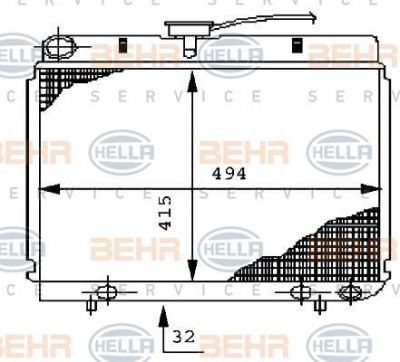 Hella 8MK 376 710-531 радиатор, охлаждение двигателя на MERCEDES-BENZ S-CLASS (W126)