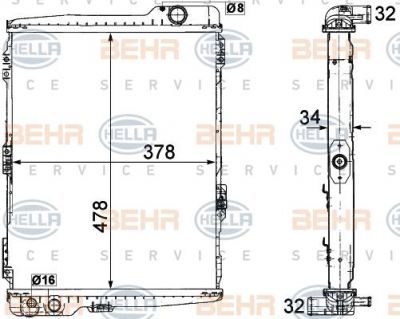 Hella 8MK 376 711-274 радиатор, охлаждение двигателя на AUDI 80 (8C, B4)