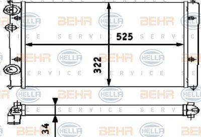 Hella 8MK 376 713-754 радиатор, охлаждение двигателя на VW GOLF III (1H1)