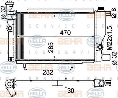 Hella 8MK 376 715-381 радиатор, охлаждение двигателя на PEUGEOT 205 II (20A/C)