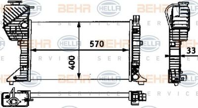 Hella 8MK 376 721-354 радиатор, охлаждение двигателя на MERCEDES-BENZ SPRINTER 2-t фургон (901, 902)