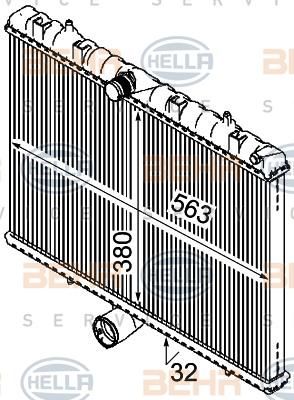 Hella 8MK 376 745-131 радиатор, охлаждение двигателя на PEUGEOT EXPERT Tepee (VF3V_)