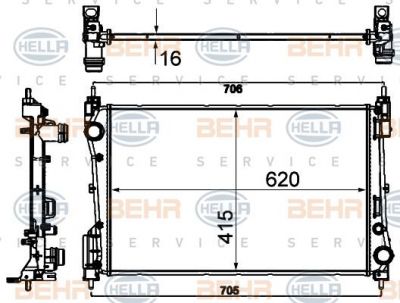 Hella 8MK 376 788-781 радиатор, охлаждение двигателя на OPEL CORSA D