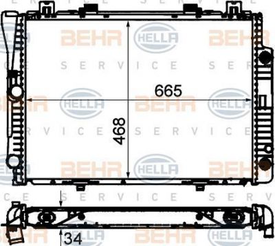 HELLA Радиатор MB W140 93-98 2.8-3.2L (1405002103, 8MK376712-201)