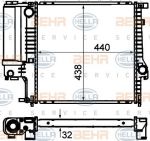 HELLA Радиатор E36 91-98 M40/M42/,M43/M44 АКПП,-АС= 17101247145, 17111719263 (17111728905, 8MK376713-121)