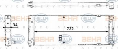 HELLA Радиатор VW Passat 88-93 1.6-2.0L,+AC (357121253AB, 8MK376713-471)