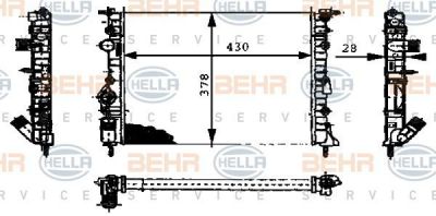 HELLA Радиатор двигателя мех. кор. без конд. RENAULT LOGAN (7700838134, 8MK376716-161)