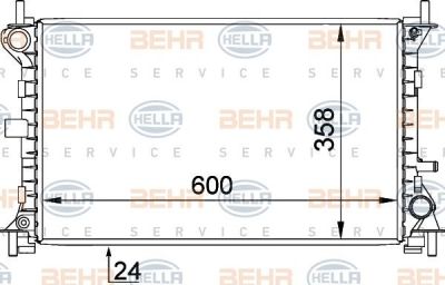 HELLA Радиатор двигателя FORD Focus I 99-04 мех. кор. с/без конд. (1093738, 8MK376720-301)