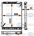 HELLA Радиатор MB Actros 96-02, 97-00, Actros MP2 03-> OM541, 542 (1015x808x42mm) (8MK376721-491)