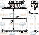 HELLA Радиатор охлаждения 938x765x42 MAN TG-A с 2000 (8MK376721-711)
