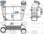 HELLA Охладитель нагнетаемого воздуха VAG Passat B5 plus 1,8T(AWT) 98-05 (3B0145805H, 8ML376776-611)