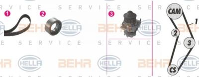 Hella 8MP 376 800-861 водяной насос + комплект зубчатого ремня на FIAT PUNTO (176)