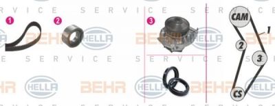 Hella 8MP 376 801-861 водяной насос + комплект зубчатого ремня на FIAT PUNTO (176)
