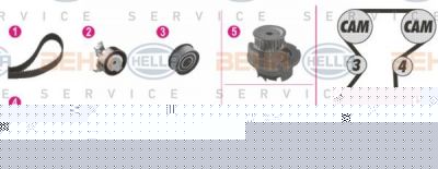 Hella 8MP 376 804-861 водяной насос + комплект зубчатого ремня на OPEL MERIVA