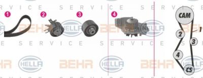 Hella 8MP 376 811-881 водяной насос + комплект зубчатого ремня на FORD MONDEO IV седан (BA7)