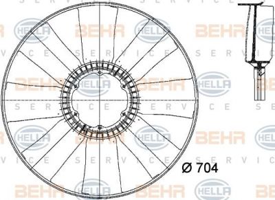 Hella 8MV 376 741-171 крыльчатка вентилятора, охлаждение двигателя на IVECO EuroTech MP