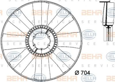 HELLA Вентилятор двигателя MB Atego 714/1823/1828,Axor (8MV376733-181)