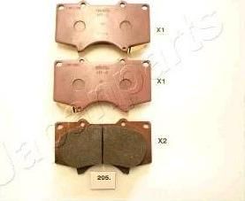 JAPANPARTS Колодки передние LEXUS / TOYOTA / MITSUBISHI (PA-205AF) JAPANPARTS Колодки передние LEXUS / TOYOTA / MITSUBISHI (PA-205AF)