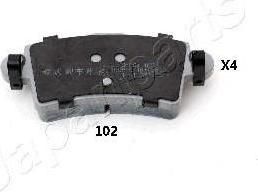 JAPANPARTS КОМПЛЕКТ ТОРМОЗНЫХ КОЛОДОК, ДИСКОВЫЙ ТОРМОЗ (PP-102AF)