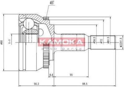 KAMOKA 6554 Шарнирный комплект, приводной вал