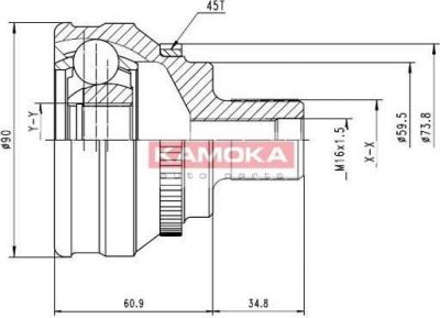 KAMOKA 6584 Шарнирный комплект, приводной вал