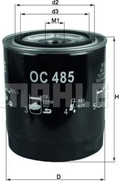 KNECHT/MAHLE Фильтр масляный AD V6 94-99 (078115561J, OC485) KNECHT/MAHLE Фильтр масляный AD V6 94-99 (078115561J, OC485)