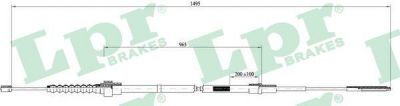 LPR C0951B трос, стояночная тормозная система на VW LUPO (6X1, 6E1)