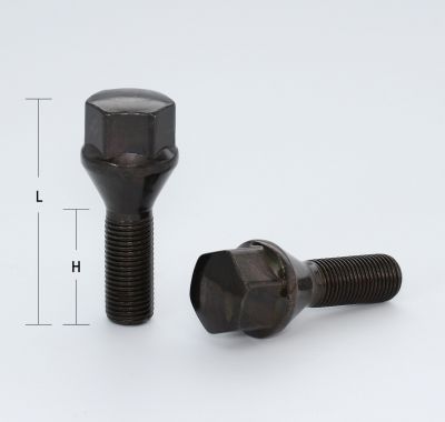 LS S028579 колёсный болт M14×1,5×28, общая длина 52 мм, конус, ключ 17 мм, чёрный