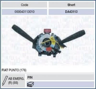 Magneti Marelli 000043113010 выключатель на колонке рулевого управления на FIAT PUNTO (176)