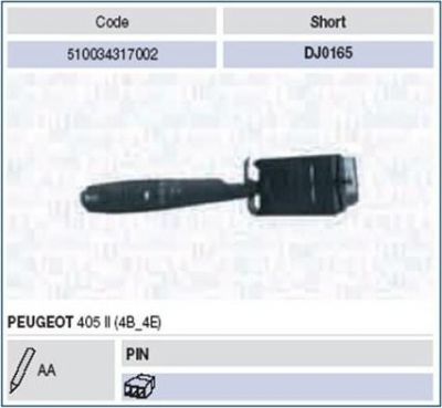 Magneti Marelli 510034317002 выключатель на колонке рулевого управления на PEUGEOT 405 II (4B)